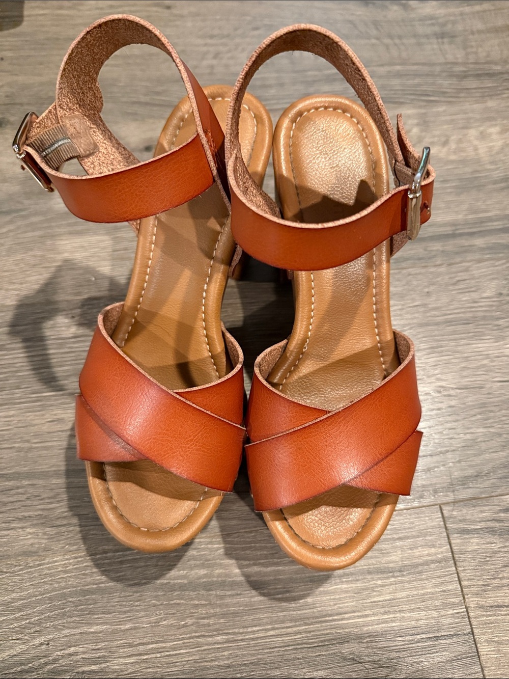 Amazon Womens Brown Leather Wedge Sandals with Ankle Strap